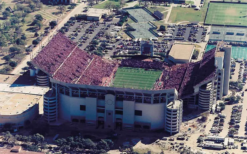 Aerial view of football stadium