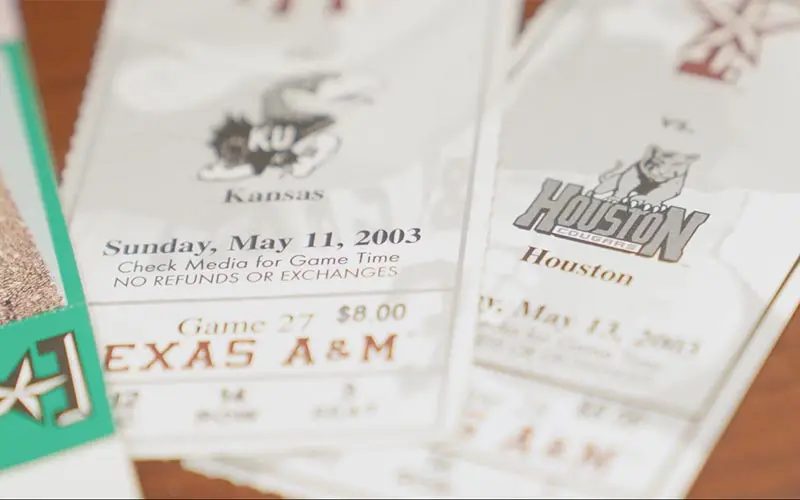 Tickets laying on table