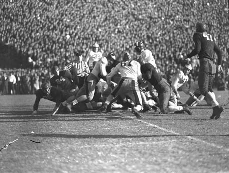 The 1939 Aggie football team in a game