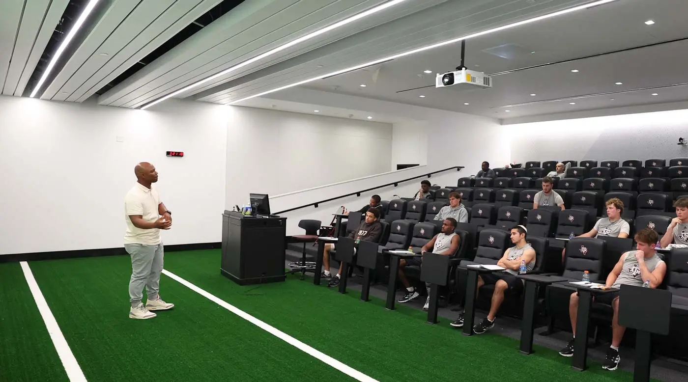 Interior shot of football training field