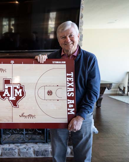 Gary Blair with model of basketball court