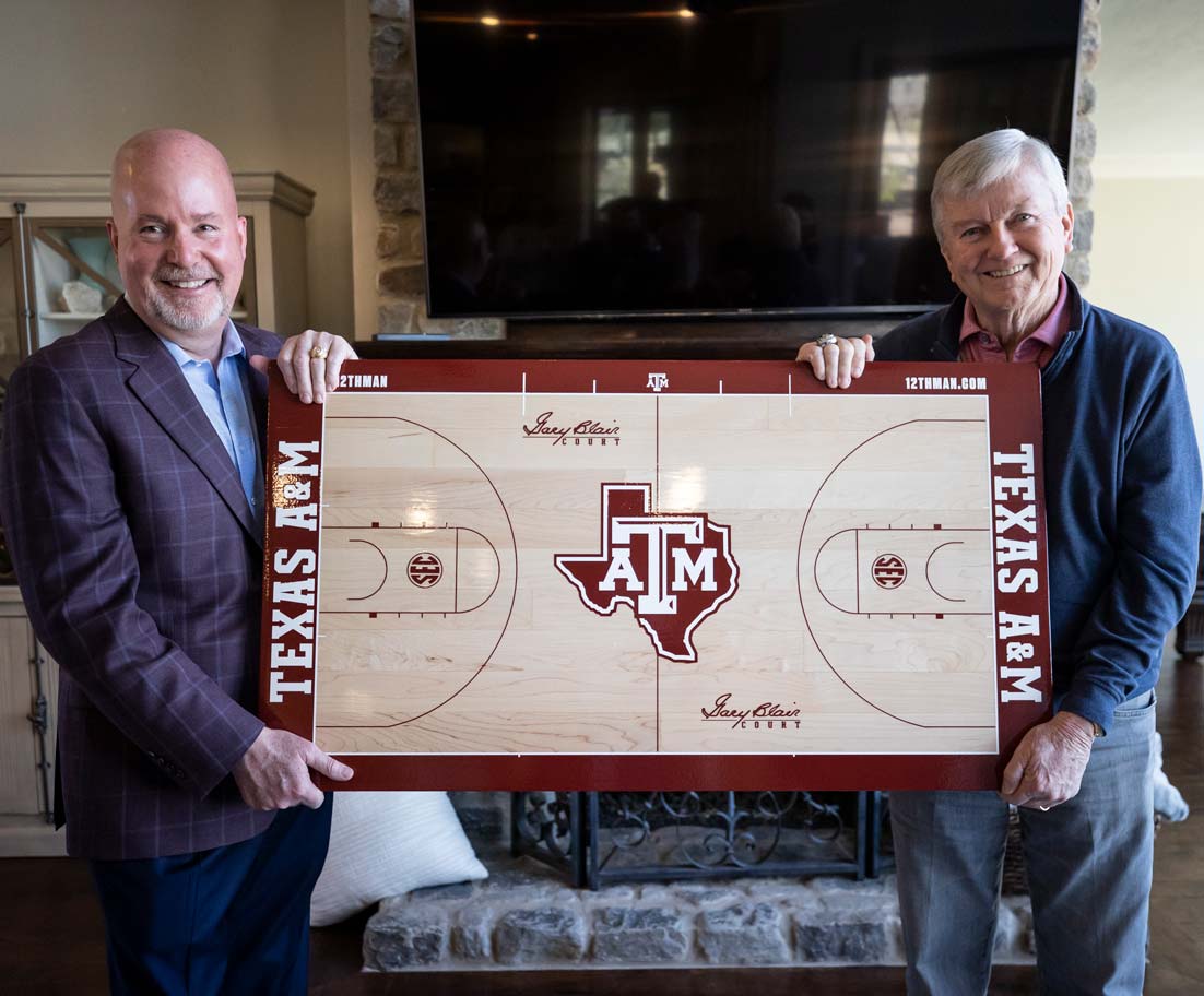 Gary Blair with model of basketball court