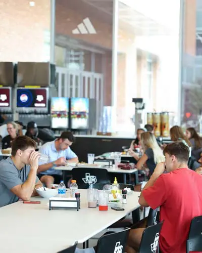 Students eating at the cafeteria